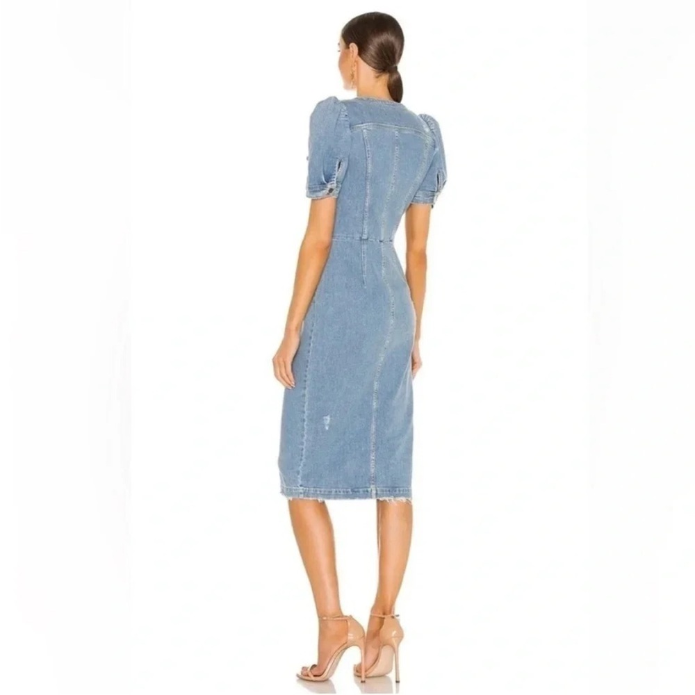 NWT Retrofete Annie Denim Button Up Puff Sleeve Dress in Laguna XS - Picture 3 of 16